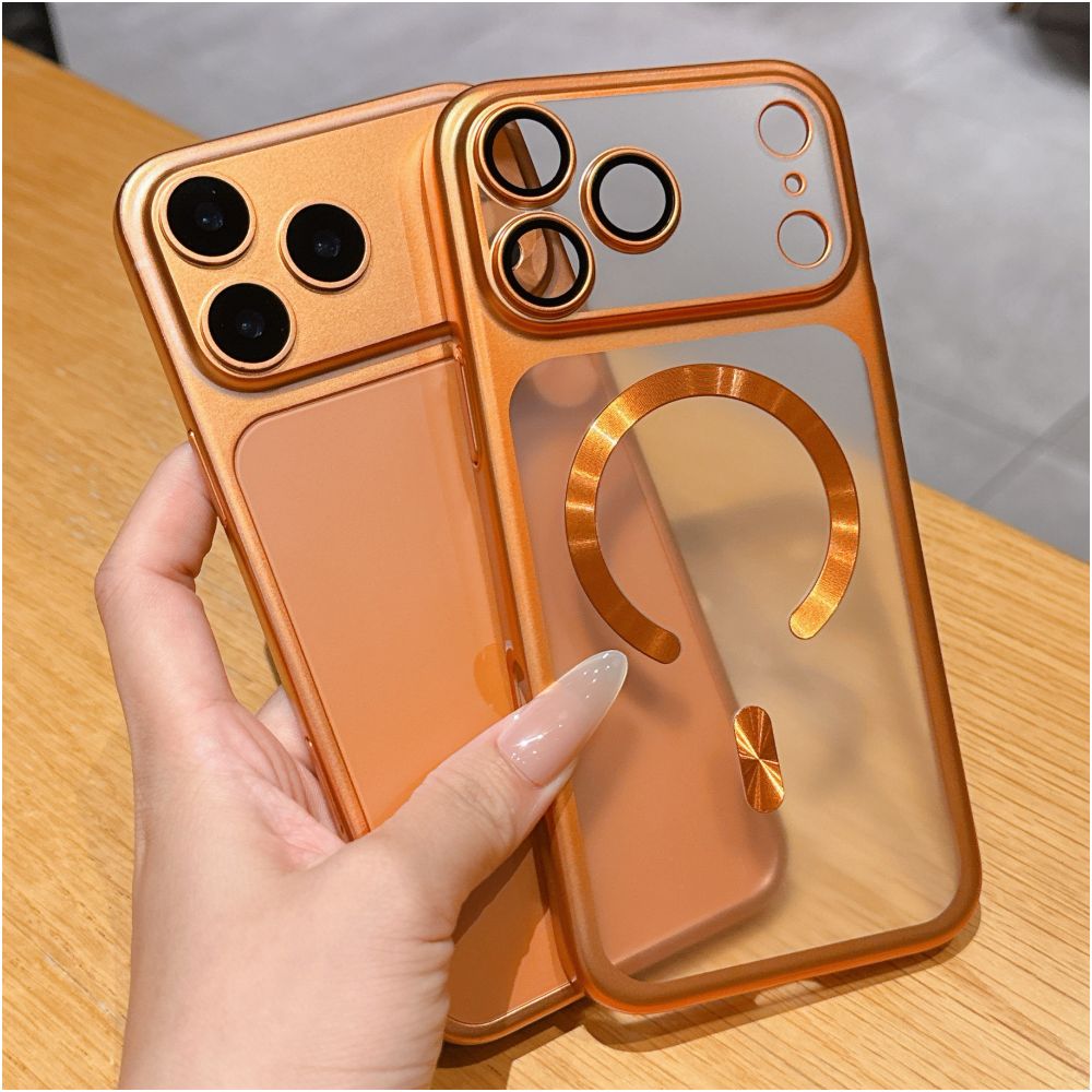 Suitable for iPhone 17 Promax magnetic phone protective case frosted semi transparent Apple 17 Pro electroplated with built in lens film 16pm internet famous fashionable simple and popular 15por all i image 2