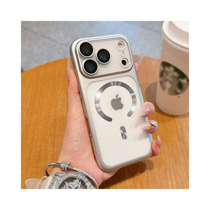Suitable for iPhone 17 Promax magnetic phone protective case frosted semi transparent Apple 17 Pro electroplated with built in lens film 16pm internet famous fashionable simple and popular 15por all i image 3