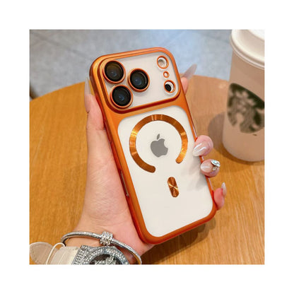 Suitable for iPhone 17 Promax magnetic phone protective case frosted semi transparent Apple 17 Pro electroplated with built in lens film 16pm internet famous fashionable simple and popular 15por all i image 4