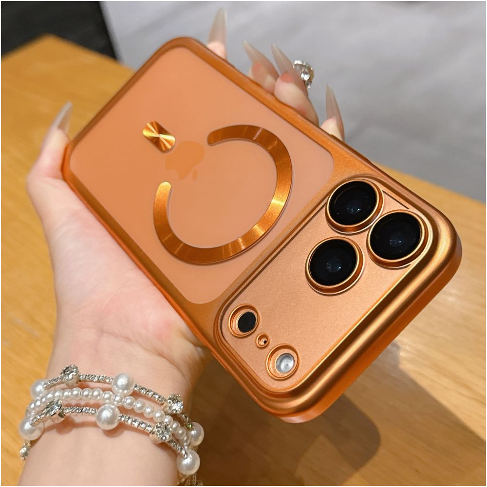 Suitable for iPhone 17 Promax magnetic phone protective case frosted semi transparent Apple 17 Pro electroplated with built in lens film 16pm internet famous fashionable simple and popular 15por all i image 5