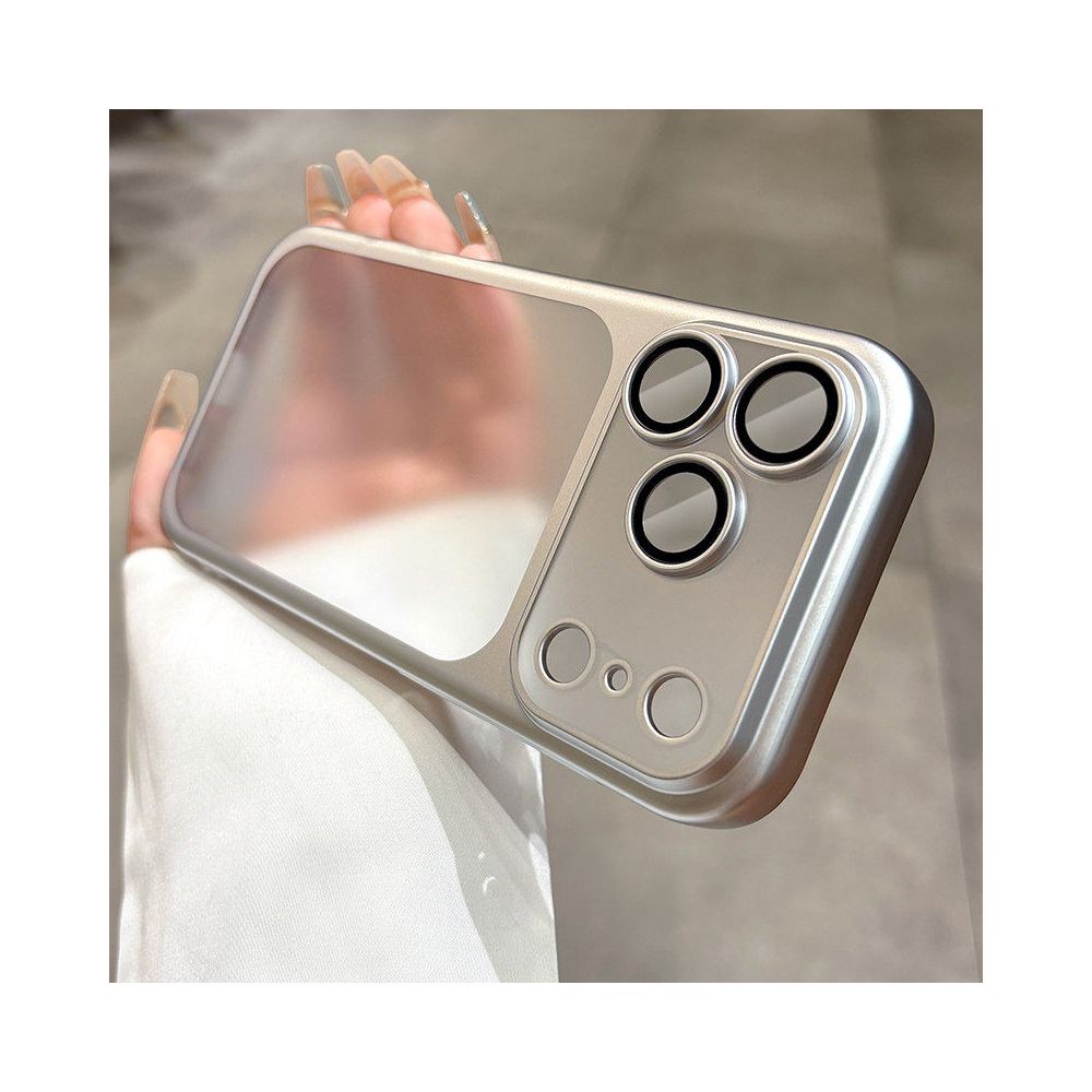 Suitable for iPhone 17 Promax magnetic phone protective case frosted semi transparent Apple 17 Pro electroplated with built in lens film 16pm internet famous fashionable simple and popular 15por all inclusive anti fall protective cover