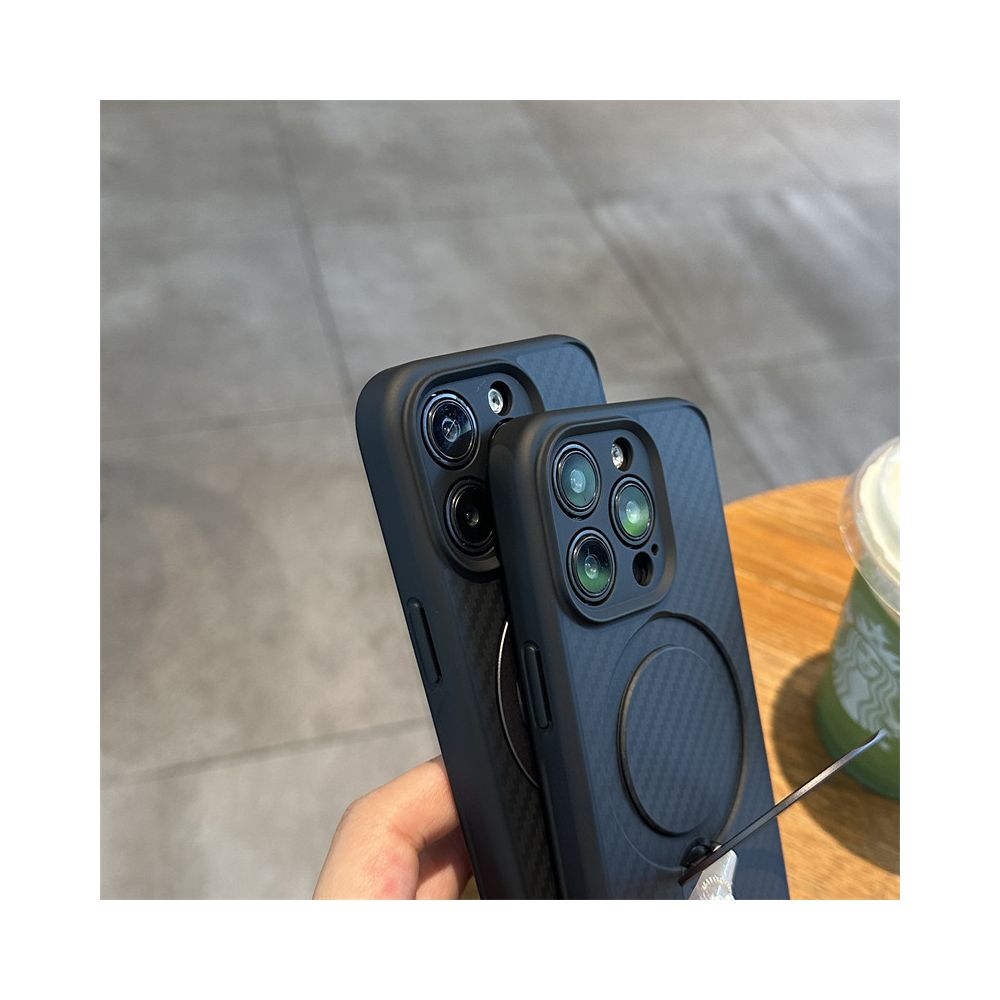 17 Carbon Fiber Pattern Magnetic Bracket 16Pro Suitable for Apple iPhone 15promax Phone Protection Case New Kevlar Pattern 14 Premium 13 Armor 12 Creative 11 Full Pack Anti Fall Protection Cover image 2