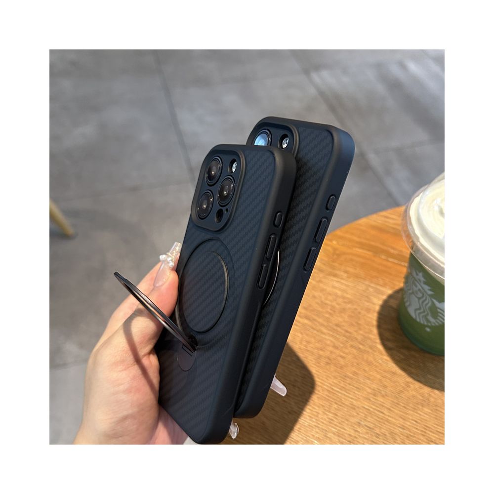17 Carbon Fiber Pattern Magnetic Bracket 16Pro Suitable for Apple iPhone 15promax Phone Protection Case New Kevlar Pattern 14 Premium 13 Armor 12 Creative 11 Full Pack Anti Fall Protection Cover image 3