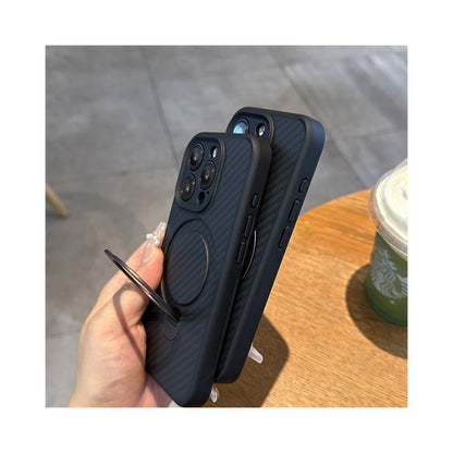 17 Carbon Fiber Pattern Magnetic Bracket 16Pro Suitable for Apple iPhone 15promax Phone Protection Case New Kevlar Pattern 14 Premium 13 Armor 12 Creative 11 Full Pack Anti Fall Protection Cover image 3