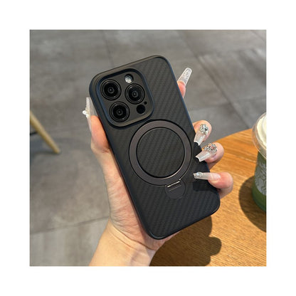 17 Carbon Fiber Pattern Magnetic Bracket 16Pro Suitable for Apple iPhone 15promax Phone Protection Case New Kevlar Pattern 14 Premium 13 Armor 12 Creative 11 Full Pack Anti Fall Protection Cover