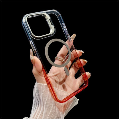 High transparency gradient magnetic suction suitable for Apple 17 ProMax phone case 17Air new iPhone 16 Pro lens holder 15plus all inclusive transparent 14 simple men s and women s anti fall ip13 protective case