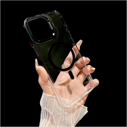 High transparency gradient magnetic suction suitable for Apple 17 ProMax phone case 17Air new iPhone 16 Pro lens holder 15plus all inclusive transparent 14 simple men s and women s anti fall ip13 protective case