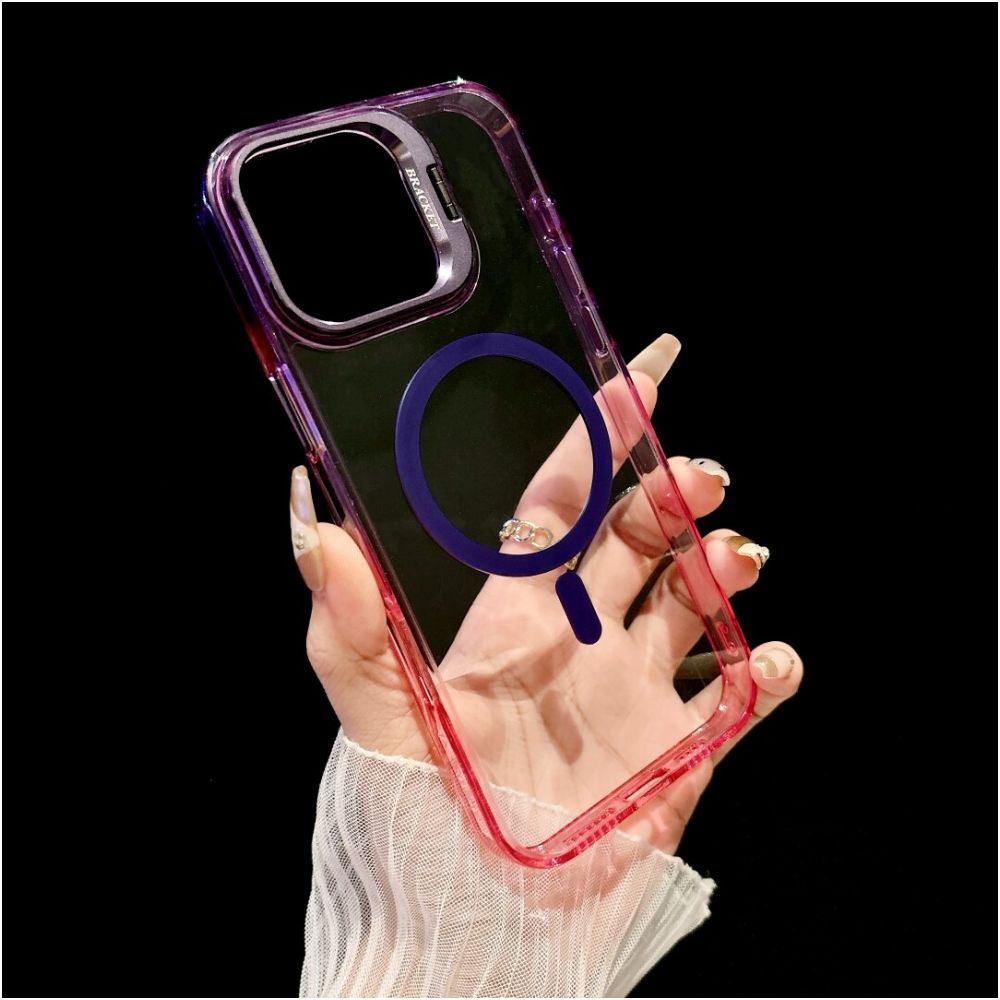 High transparency gradient magnetic suction suitable for Apple 17 ProMax phone case 17Air new iPhone 16 Pro lens holder 15plus all inclusive transparent 14 simple men s and women s anti fall ip13 protective case