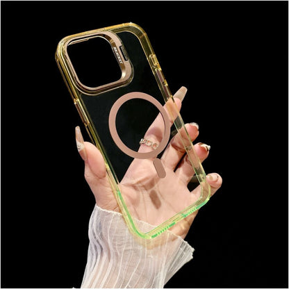 High transparency gradient magnetic suction suitable for Apple 17 ProMax phone case 17Air new iPhone 16 Pro lens holder 15plus all inclusive transparent 14 simple men s and women s anti fall ip13 protective case
