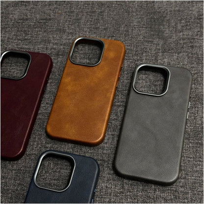 Camera button integrated suitable for iPhone 16 Promax leather magnetic phone protective case Apple 15 Pro high end business retro leather case 14pm anti drop 13 protective case 16plus all inclusive 1 image 0