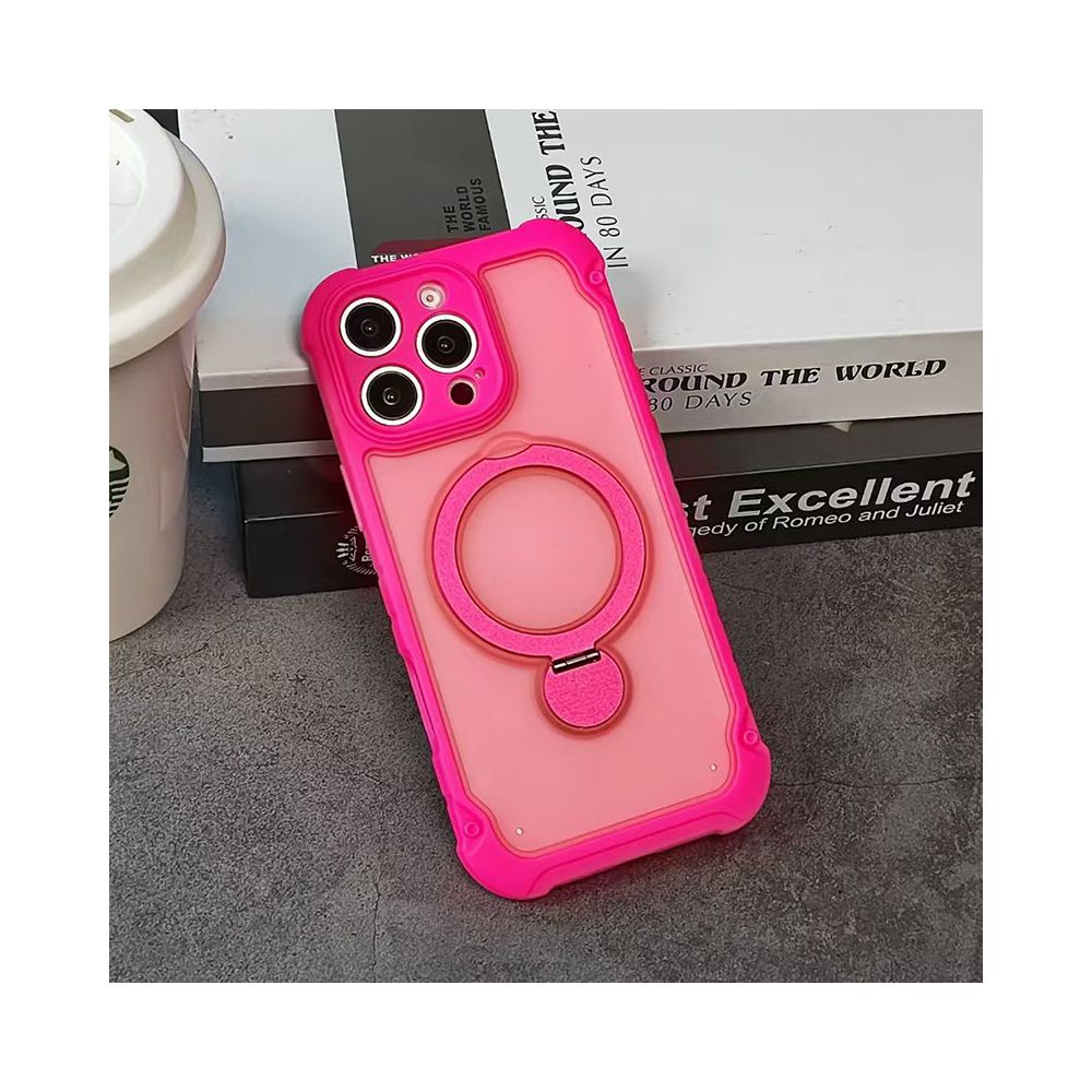Military anti drop suitable for iPhone 17 Promax phone case 360 degree magnetic bracket 16pro thick soft edge 15pro with airbag black protective cover 14 13 men s frosted semi transparent