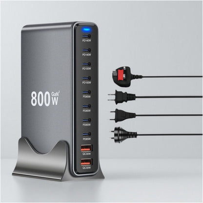 New Gallium Nitride Charger 800W Fast Charging Multi Port USB High Power PD140W Desktop Charging Station Dock Suitable for Huawei Apple 16 Xiaomi Mobile Phone Notebook UK Europe Australia USA Standard image 4