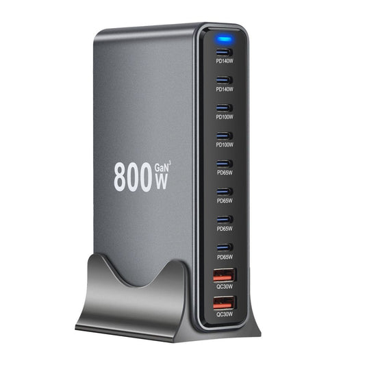 New Gallium Nitride Charger 800W Fast Charging Multi Port USB High Power PD140W Desktop Charging Station Dock Suitable for Huawei Apple 16 Xiaomi Mobile Phone Notebook UK Europe Australia USA Standard Socket