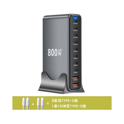 New Gallium Nitride Charger 800W Fast Charging Multi Port USB High Power PD140W Desktop Charging Station Dock Suitable for Huawei Apple 16 Xiaomi Mobile Phone Notebook UK Europe Australia USA Standard Socket