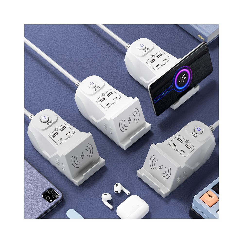 Super fast charging 30W wireless charger for mobile phones universal with USB plug power strip plug and socket multifunctional image 5