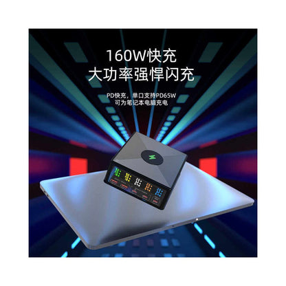 260W multi port USB desktop 15W wireless charging multifunctional digital display 65W charger charging dock socket QC3 0 full protocol gallium nitride charger suitable for laptops Apple phones studios image 3