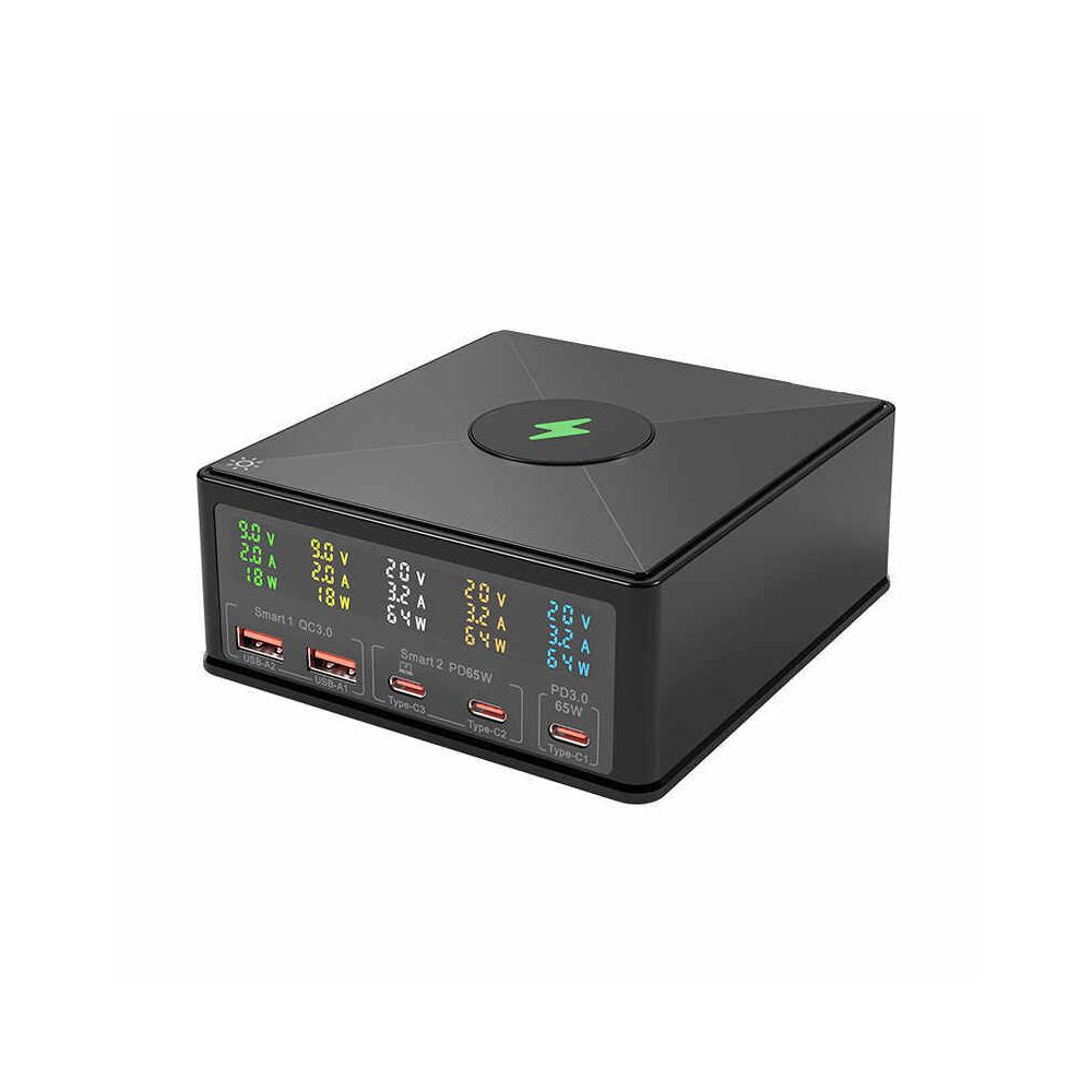 260W multi port USB desktop 15W wireless charging multifunctional digital display 65W charger charging dock socket QC3 0 full protocol gallium nitride charger suitable for laptops Apple phones studios image 5
