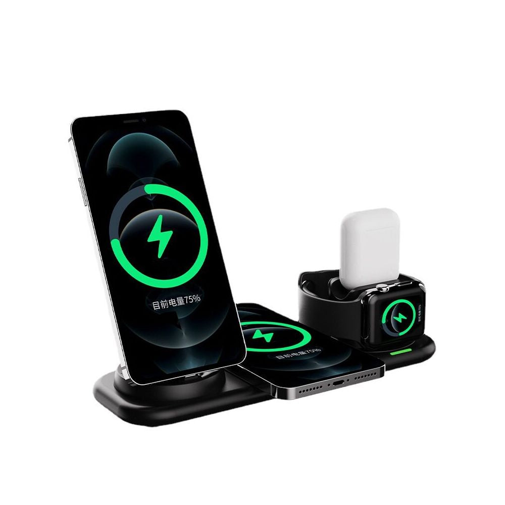 15W Six in One Wireless Charging Smart Watch Earphones Phone Charging Stand Multi functional Wireless Charger Cross border Wireless iPhone Charger image 5