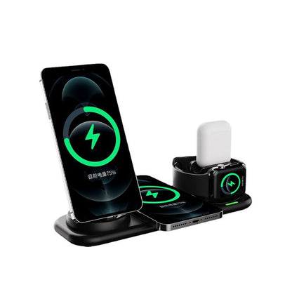 15W Six in One Wireless Charging Smart Watch Earphones Phone Charging Stand Multi functional Wireless Charger Cross border Wireless iPhone Charger image 5