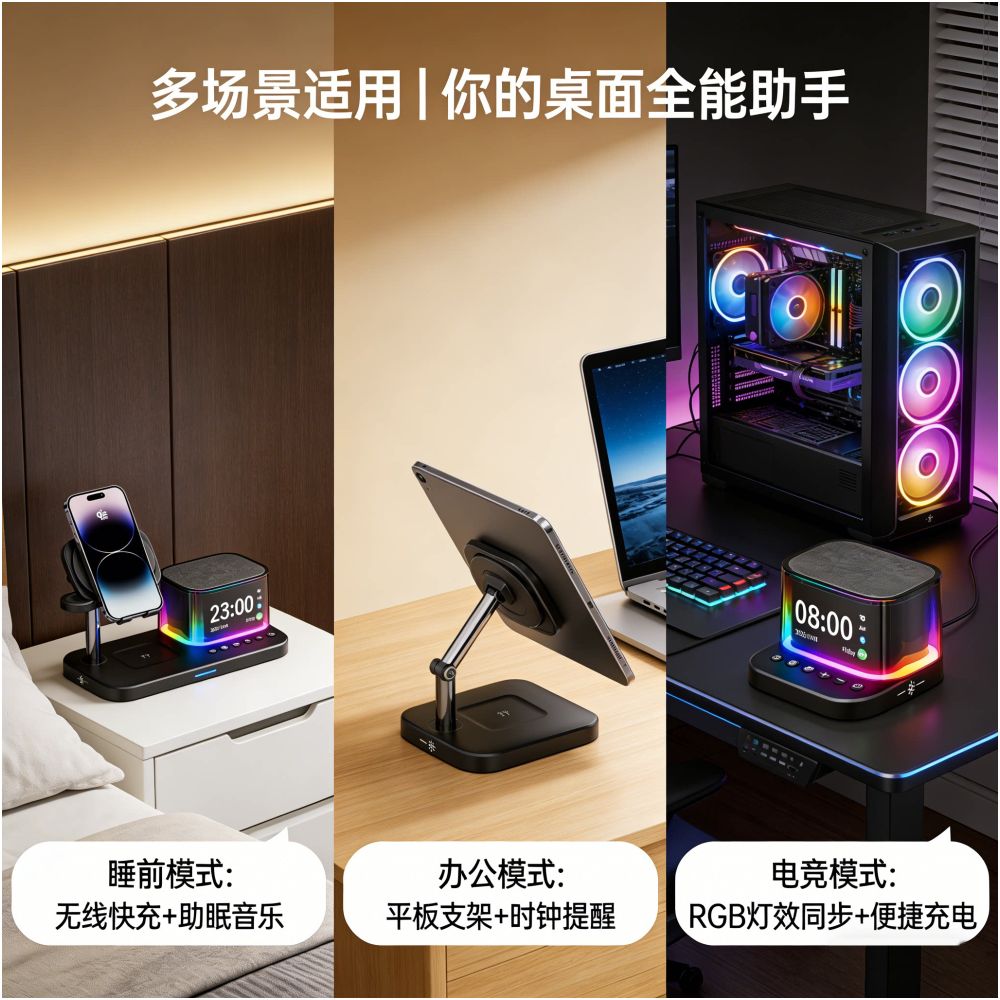 Qi2 2 Six in One Wireless Charger Fast Charging Magsafe Magnetic Bracket Base Bluetooth Speaker Suitable for Apple 17 Promax Mobile Phone iPhone Watch Applewatch image 0