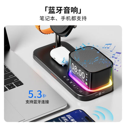 Qi2 2 Six in One Wireless Charger Fast Charging Magsafe Magnetic Bracket Base Bluetooth Speaker Suitable for Apple 17 Promax Mobile Phone iPhone Watch Applewatch image 2