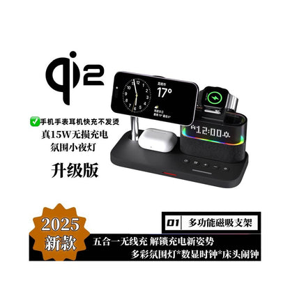 Wireless charger qi2 fast charging stand suitable for iPhone 16 Promax Apple 15 Apple Watch watch headphones 14 multi functional MagSafe magnetic three in one stand base image 0