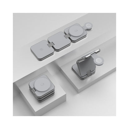 Three in one wireless charger fast charging Magsafe magnetic bracket suitable for Apple 16 phones iPhone 15 promax aluminum alloy iwatch watches Apple earphones desktop folding base