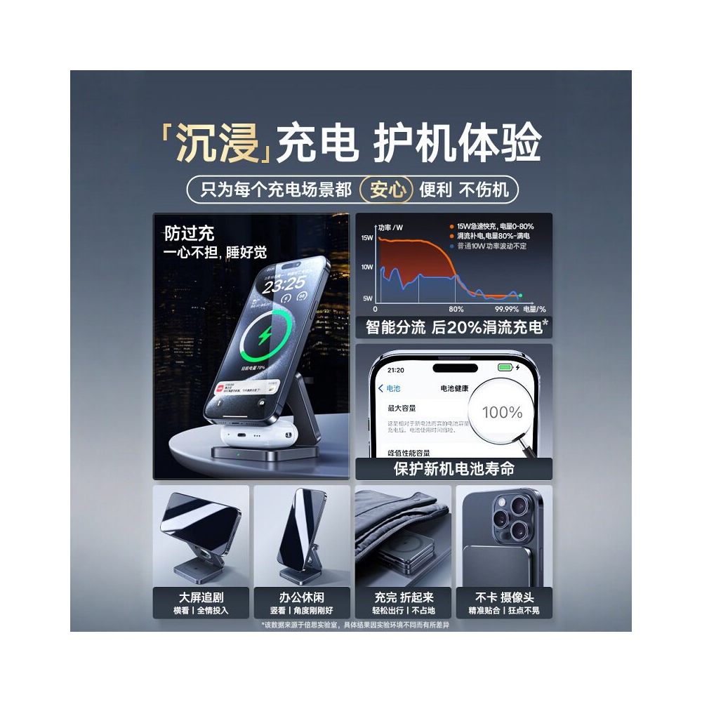 35W three in one magnetic wireless charger stand suitable for both iPhone 17 Apple 16 iWatch watch headphone magsafe wireless charging dock AirPods stand up image 3