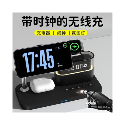 Qi2 2 Magnetic Wireless Charger 25W 3 in 1 Suitable for Apple Family Barrel VIVO Huawei Xiaomi OPPO Phone with Night Light Clock Alarm Clock Desktop iPhone Watch Earphones image 1