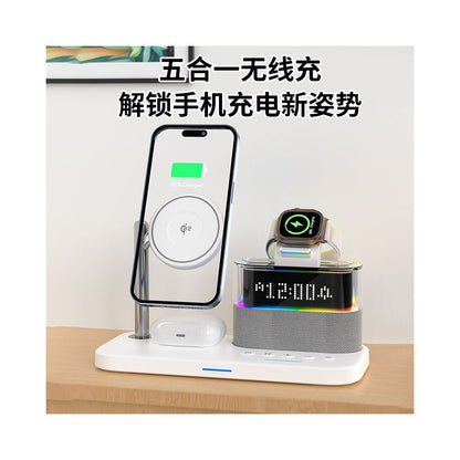 Qi2 2 Magnetic Wireless Charger 25W 3 in 1 Suitable for Apple Family Barrel VIVO Huawei Xiaomi OPPO Phone with Night Light Clock Alarm Clock Desktop iPhone Watch Earphones image 3