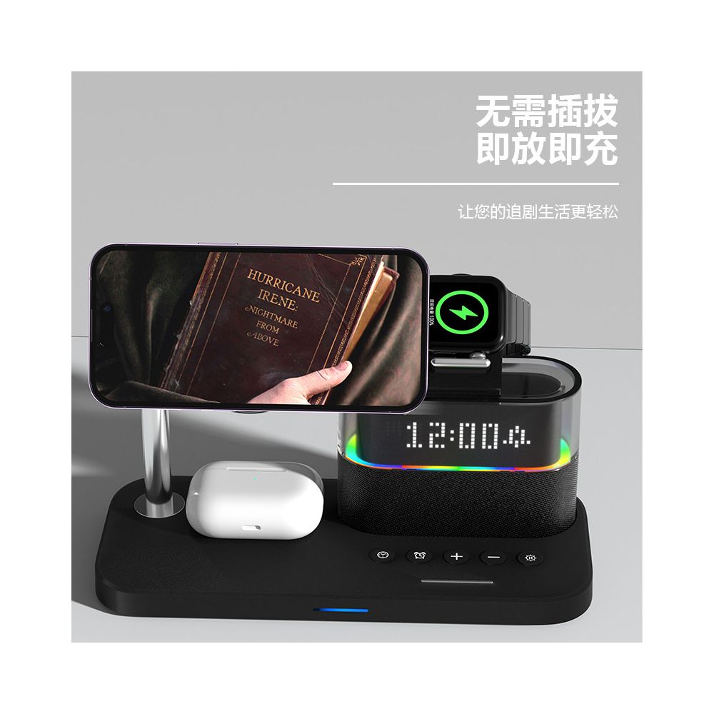 Qi2 2 Magnetic Wireless Charger 25W 3 in 1 Suitable for Apple Family Barrel VIVO Huawei Xiaomi OPPO Phone with Night Light Clock Alarm Clock Desktop iPhone Watch Earphones image 5