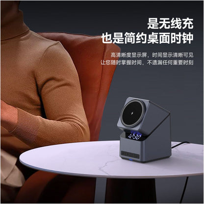Multifunctional 3 in 1 Electric Rotating Magic Cube Magnetic Wireless Charger Clock Earphones Watch Phone Stand 15W Fast Charging Suitable for Apple Huawei Xiaomi Desk Stand image 2