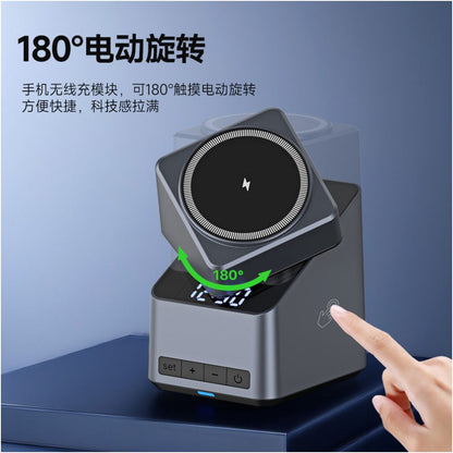 Multifunctional 3 in 1 Electric Rotating Magic Cube Magnetic Wireless Charger Clock Earphones Watch Phone Stand 15W Fast Charging Suitable for Apple Huawei Xiaomi Desk Stand image 4