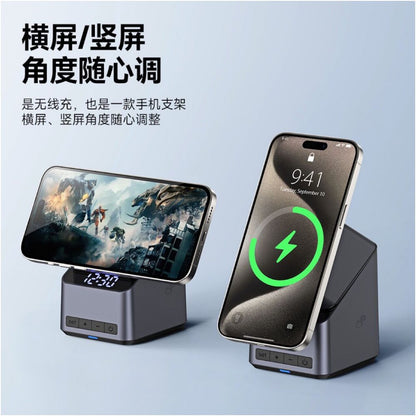 Multifunctional 3 in 1 Electric Rotating Magic Cube Magnetic Wireless Charger Clock Earphones Watch Phone Stand 15W Fast Charging Suitable for Apple Huawei Xiaomi Desk Stand image 5