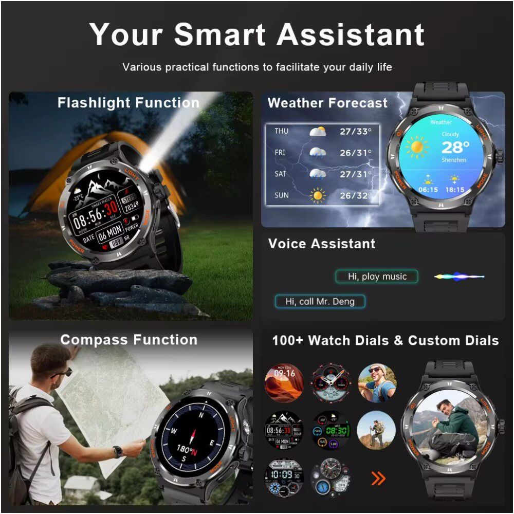 Sport Smart Watch Men GPS Fitness Compass LED Waterproof Watch image 2
