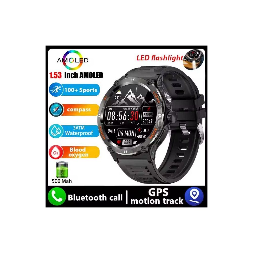 Sport Smart Watch Men GPS Fitness Compass LED Waterproof Watch