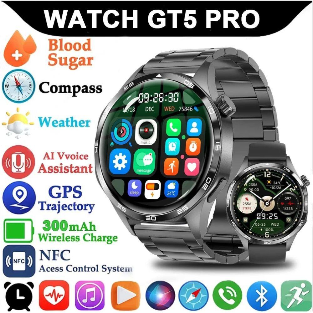 For HUAWEI GT5 Pro GPS NFC Smart Watch Men 360 360 AMOLED Sc image 1