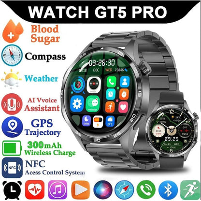 For HUAWEI GT5 Pro GPS NFC Smart Watch Men 360 360 AMOLED Sc image 0