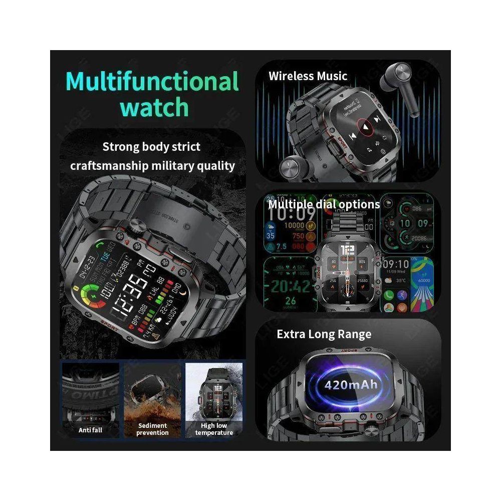 2024 Rugged Military Smart Watch Men Outdoor Watches lP68 Wa image 2