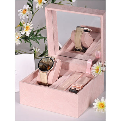 Smart Watch Women s Offline Payment Litchi Pattern Leather Sports AI Voice Assistant Bracelet 2026 New Bluetooth Phone Multi functional Round New Female Suitable for Smartphone Gifts