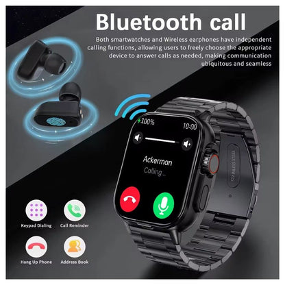 New GT8 Buds 2 in 1 TWS smartwatch with built in Bluetooth earphones for sports monitoring heart rate health NFC image 3