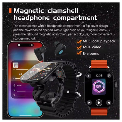 New GT8 Buds 2 in 1 TWS smartwatch with built in Bluetooth earphones for sports monitoring heart rate health NFC image 5