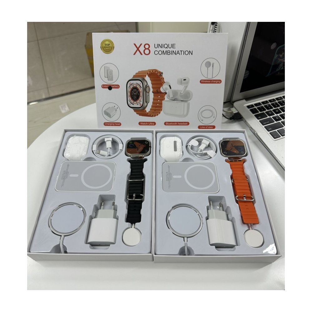 New X8 Six piece Smart Watch Earphone Case Bluetooth Call Heart Rate Monitor Step Multi functional Sports Watch image 1