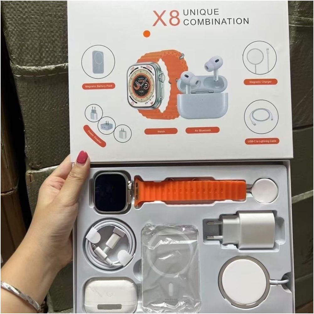 New X8 Six piece Smart Watch Earphone Case Bluetooth Call Heart Rate Monitor Step Multi functional Sports Watch image 2
