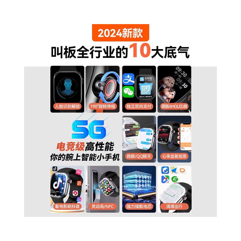 2026 new top of the line dual system Huaqiangbei S10 smartwatch iWatch with card insertion 5G full network connectivity for students image 4