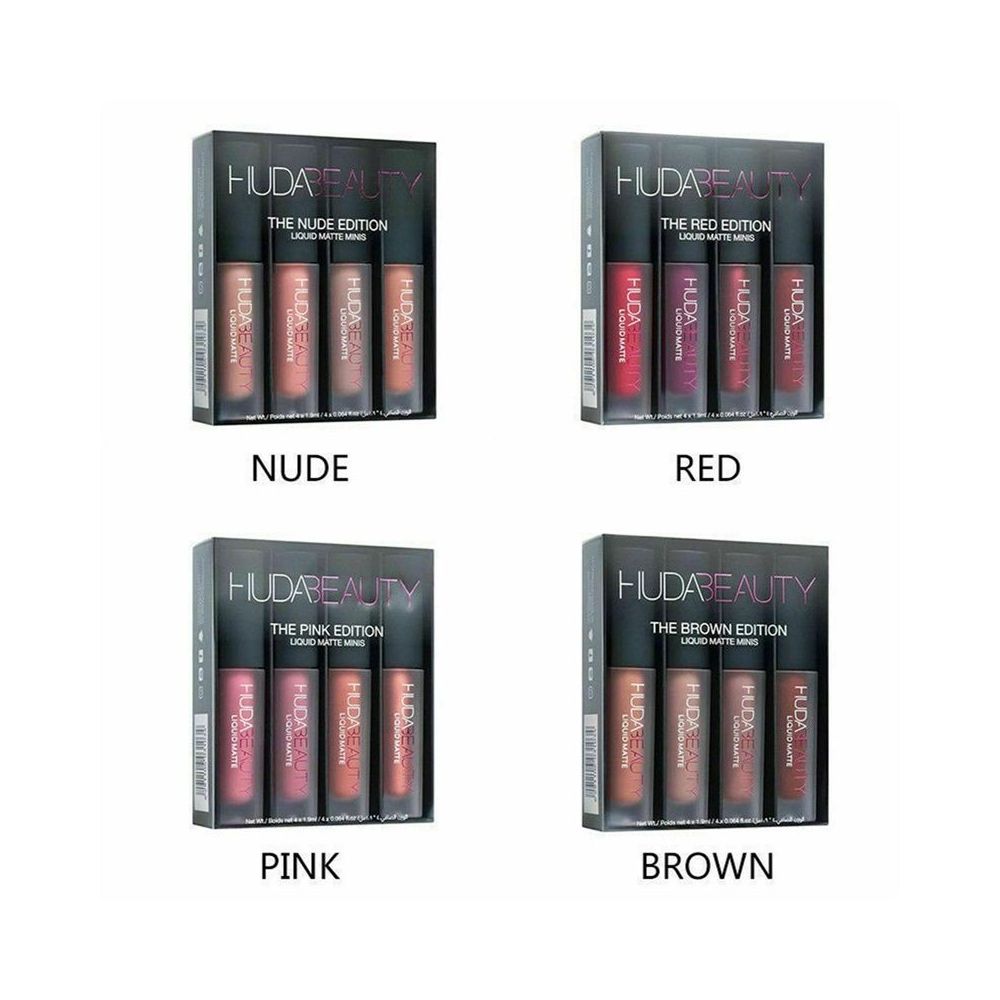 HUDA 4pcs Matte Lipstick Kit Liquid Mouth Red Lip Glaze Set lIPGLOSS image 2
