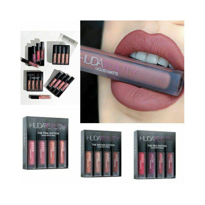 HUDA 4pcs Matte Lipstick Kit Liquid Mouth Red Lip Glaze Set lIPGLOSS image 4