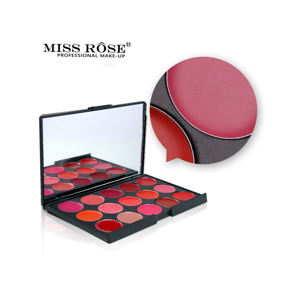 MISS ROSE Lipstick Pan Mouth Red Cream 15 Colors Matte Lipstick Palette Lips image 2
