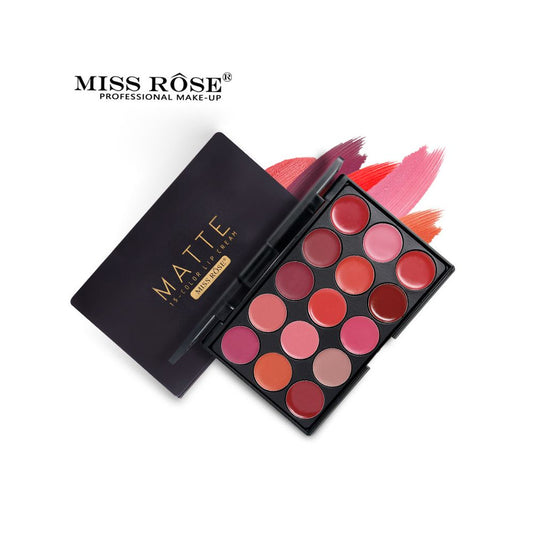 MISS ROSE Lipstick Pan Mouth Red Cream 15 Colors Matte Lipstick Palette Lips