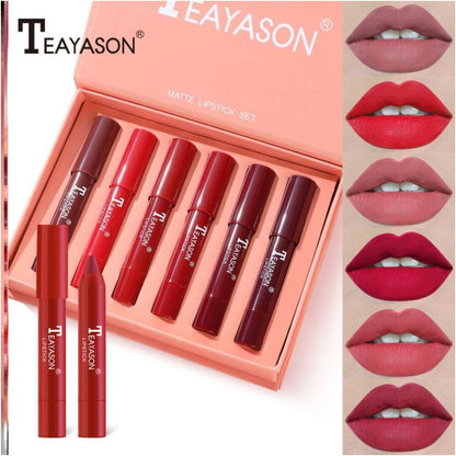 6Pcs Matte Lip Gloss Set Liquid Lipstick Waterproof Long